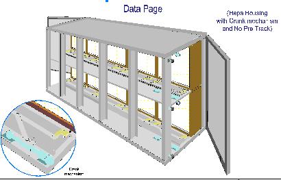Hepa housing with crank mechanism and no pre-filter track
